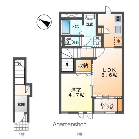 キャロット C(1LDK/2階)の間取り写真