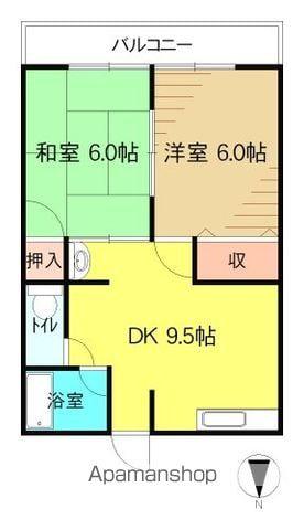 ジュネパレス(2DK/2階)の間取り写真
