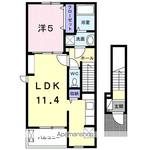 クラール東村 B(1LDK/2階)の間取り写真