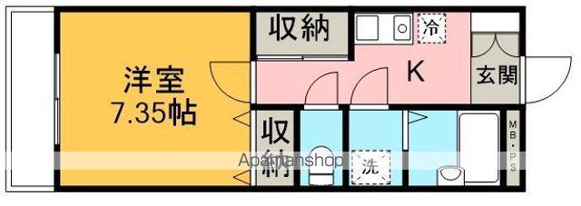 シャルム2(1K/1階)の間取り写真