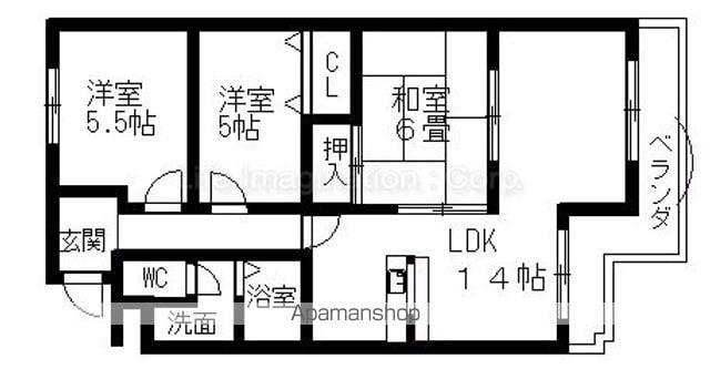 シャトーアルバⅡ(3LDK/3階)の間取り写真