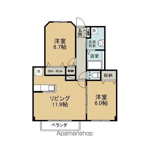 メゾン花束(2LDK/1階)の間取り写真