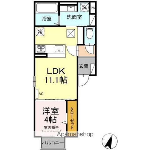 DROOM竹尾Ⅱ(1LDK/1階)の間取り写真
