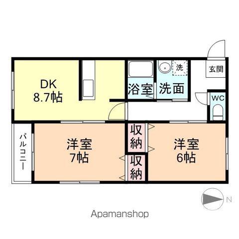 メゾンK&М Ⅶ(2DK/1階)の間取り写真