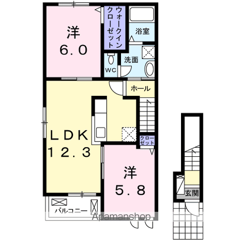 ビアンカ(2LDK/2階)の間取り写真