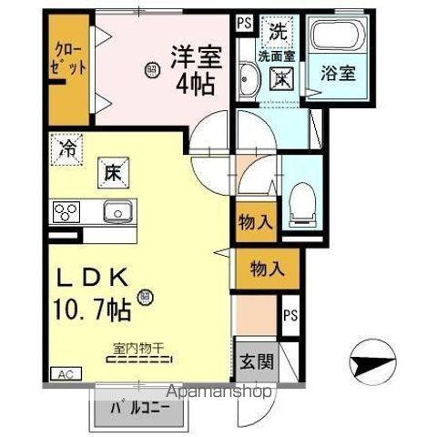 クレア ド ルーン A棟(1LDK/1階)の間取り写真
