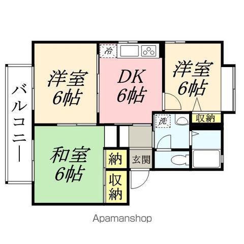 エクレールC・D棟(3DK/1階)の間取り写真