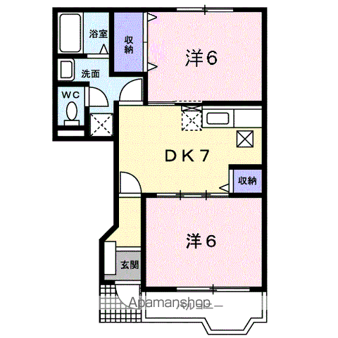 エクセルコートⅠ(2DK/1階)の間取り写真