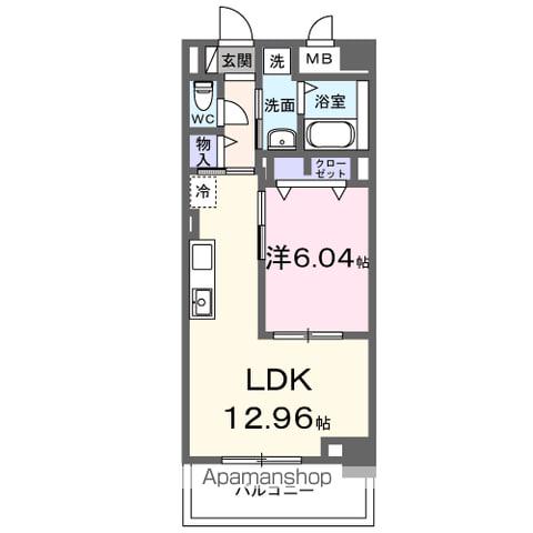 メルベージュ久留米(1LDK/3階)の間取り写真
