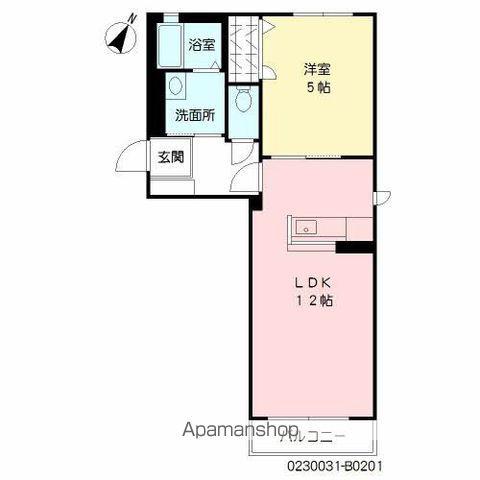シャーメゾン朽網ⅡB棟(1LDK/2階)の間取り写真