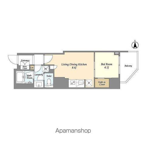 オーキッドレジデンス渋谷富ヶ谷(1LDK/6階)の間取り写真