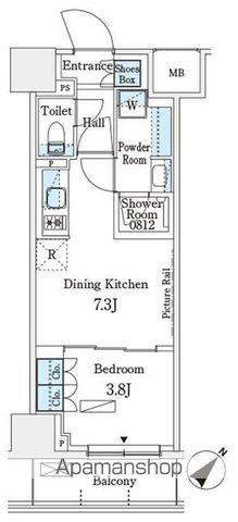 パークアクシス横浜伊勢佐木町通(1DK/2階)の間取り写真