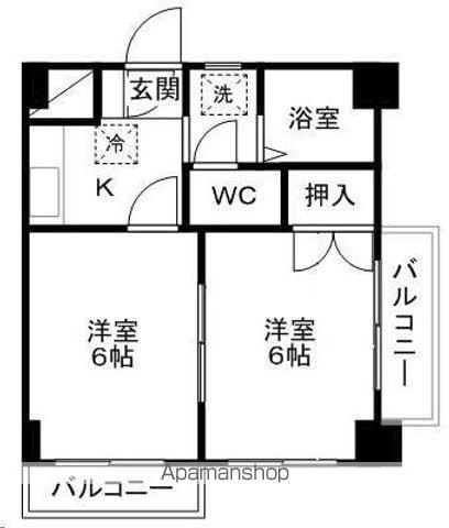 カストール八乙女(2K/2階)の間取り写真