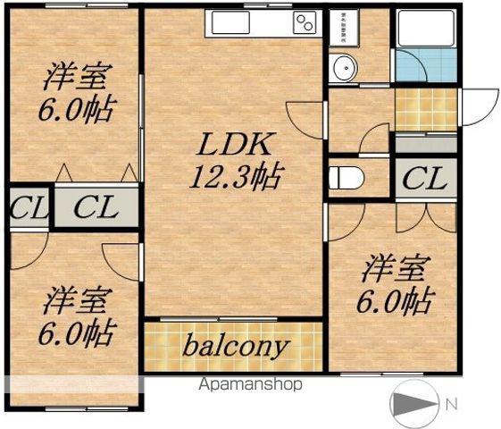 ファインライフ南22条(3LDK/3階)の間取り写真