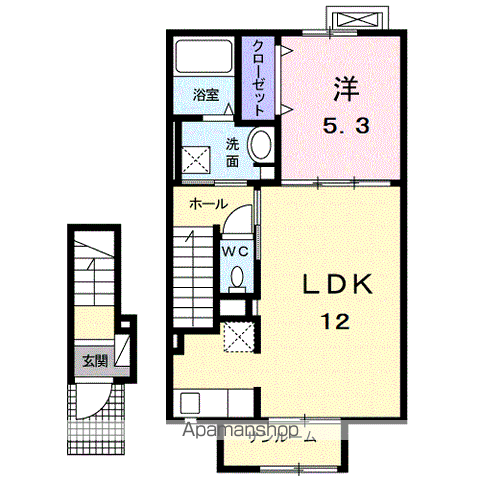 ル ソレイユ(1LDK/2階)の間取り写真