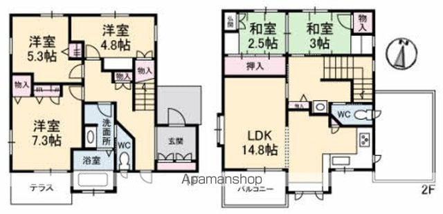 広島電鉄宮島線 高須駅(広島) 徒歩19分 2階建 築23年(5LDK)の間取り写真