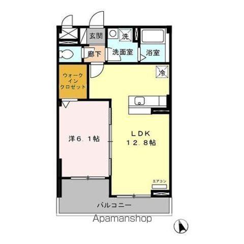 ファミール河内(1LDK/1階)の間取り写真
