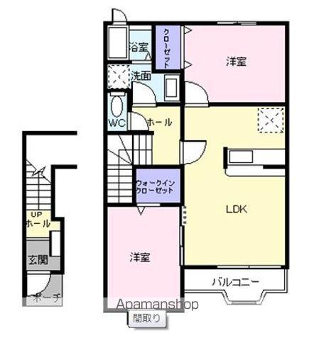 リバーサイドビラ河合(2LDK/2階)の間取り写真