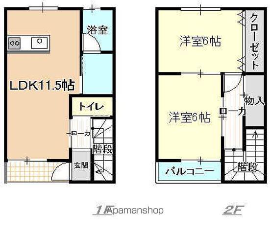 ハイツM 中里(2LDK/1階)の間取り写真