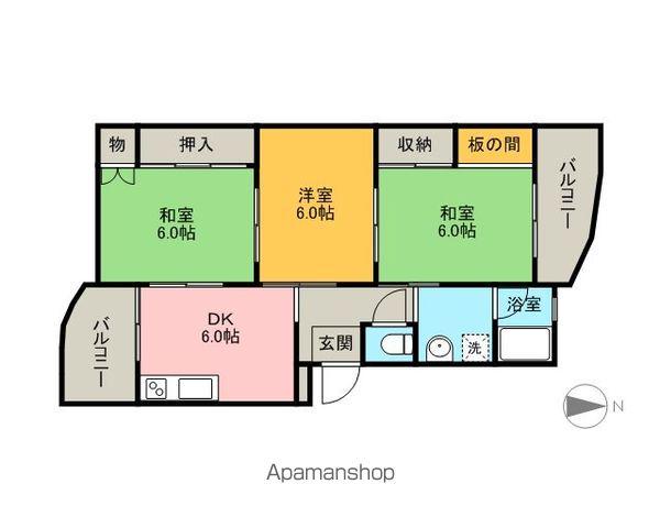 須賀第2ビル(3DK/4階)の間取り写真