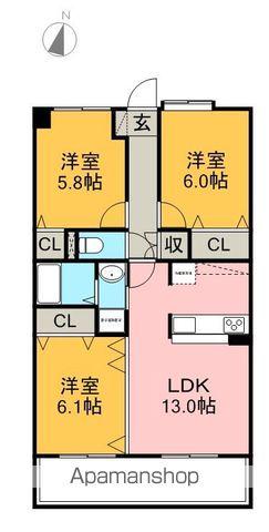 レジオン・ド・ヌール(3LDK/2階)の間取り写真