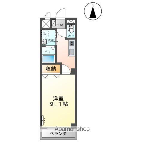 モリアエールⅩⅡ(1K/2階)の間取り写真