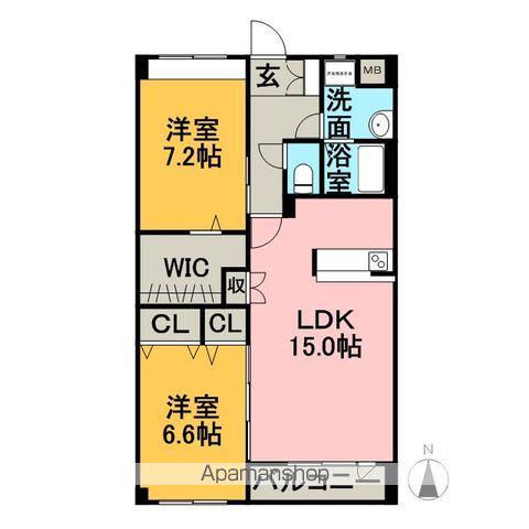 リビオン下沖C(2LDK/1階)の間取り写真