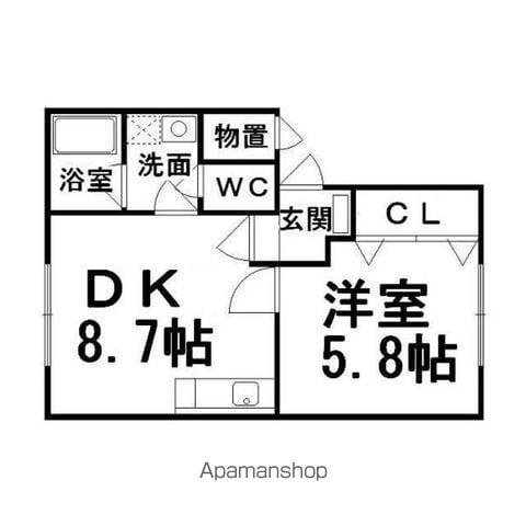 ウエストランドハウス(1DK/1階)の間取り写真