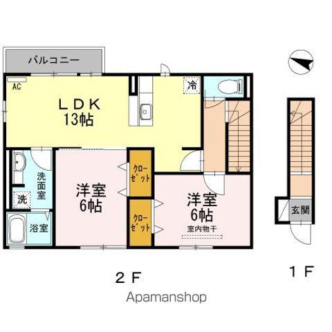 ルーチェ・アモン B棟(2LDK/2階)の間取り写真