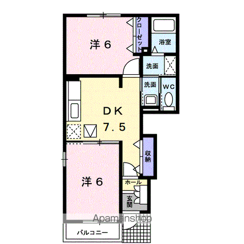 サニーヴィラⅠ(2DK/1階)の間取り写真