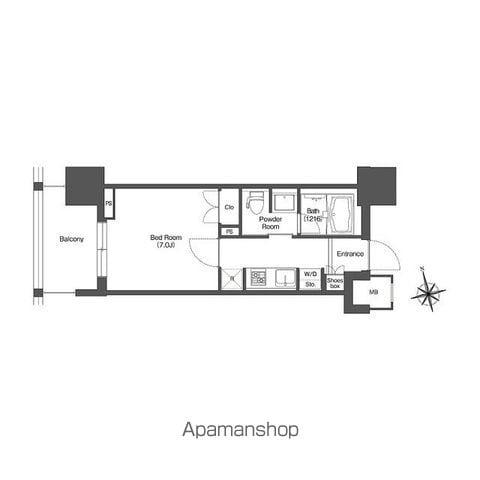 LIBRGRANT西新宿イースト(1K/7階)の間取り写真