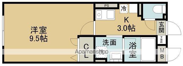 大学南ヒルズ(1K/1階)の間取り写真