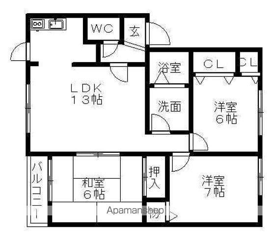 フラワーシティ田町(3LDK/2階)の間取り写真