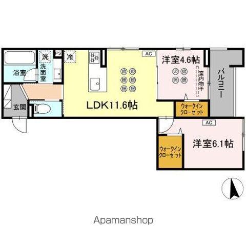 D-ROOM VILLA(2LDK/2階)の間取り写真