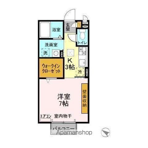 クロスクローバーⅢ(1K/1階)の間取り写真