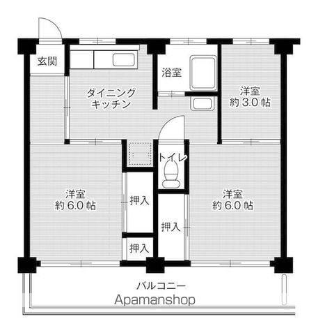 ビレッジハウス西尾3号棟(3DK/3階)の間取り写真