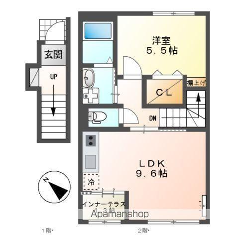 宮前区平2丁目アパート(1LDK/2階)の間取り写真