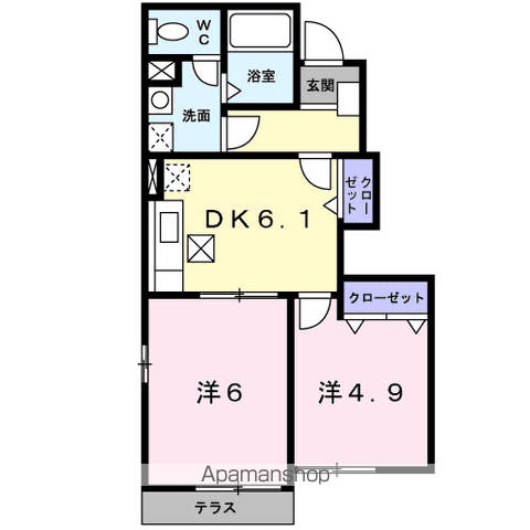 サンリットM・Ⅰ(2DK/1階)の間取り写真