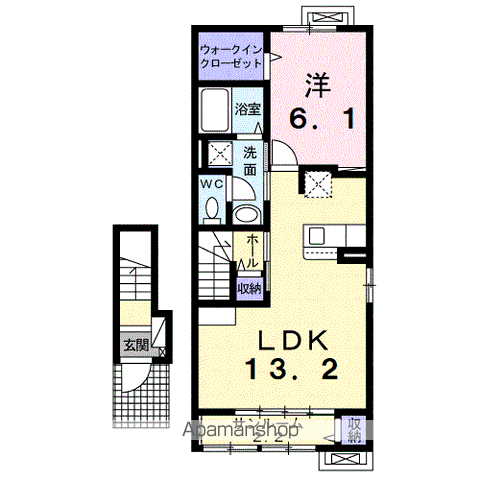 カインドハウスⅢ(1LDK/2階)の間取り写真