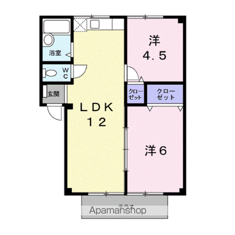 シティハイツエレガントB(2LDK/1階)の間取り写真