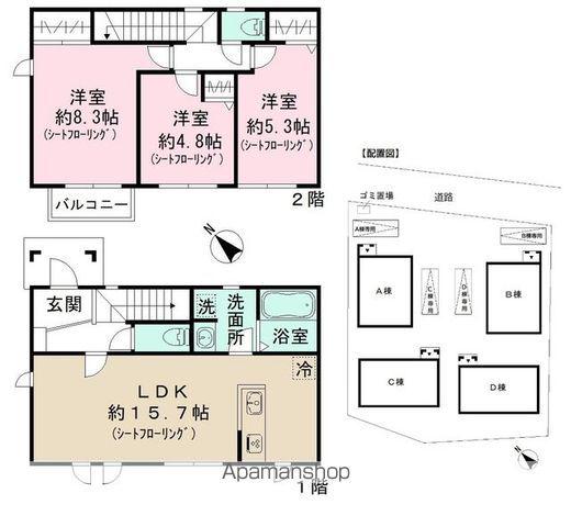 京成電鉄本線 船橋競馬場駅 徒歩3分 2階建 築3年(3LDK)の間取り写真