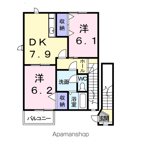 プロムナード(2DK/2階)の間取り写真