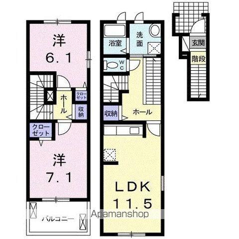 プリムローズⅠ(2LDK/2階)の間取り写真