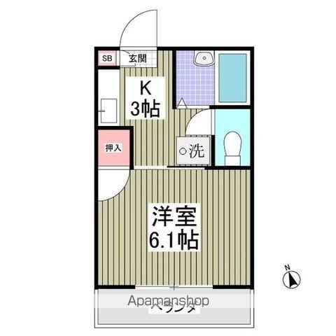 ノーブル矢作(1K/2階)の間取り写真