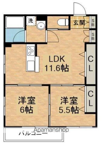 PARKSIDE RESIDENCE(2LDK/1階)の間取り写真