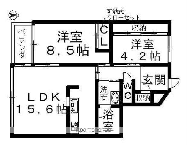 フローラル小桜(2LDK/4階)の間取り写真