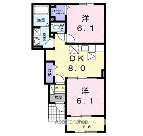 セレーナ潤Ⅱ(2DK/1階)の間取り写真