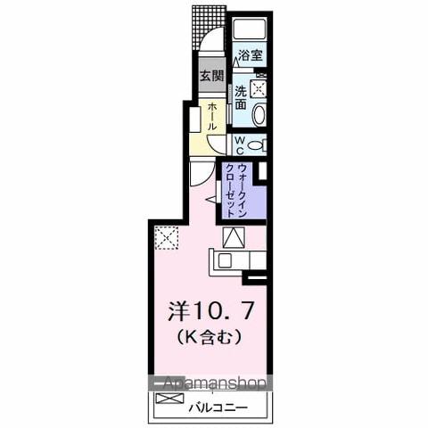 フィールグラッドB棟(ワンルーム/1階)の間取り写真