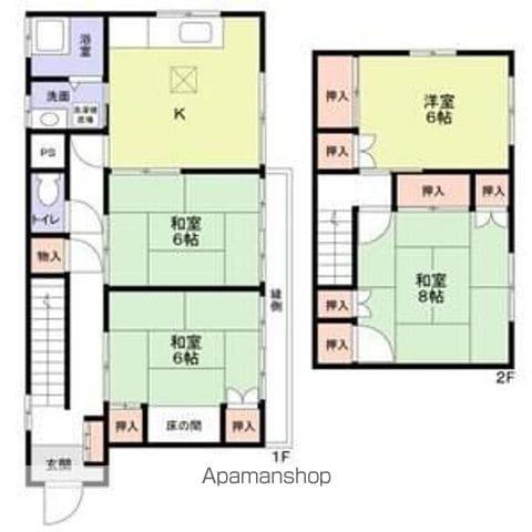 常磐線 牛久駅 バス乗車時間：20分 団地中央バス停で下車 徒歩5分 2階建 築47年(4DK)の間取り写真