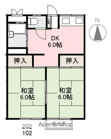 グリーンパーク屋島(2DK/2階)の間取り写真